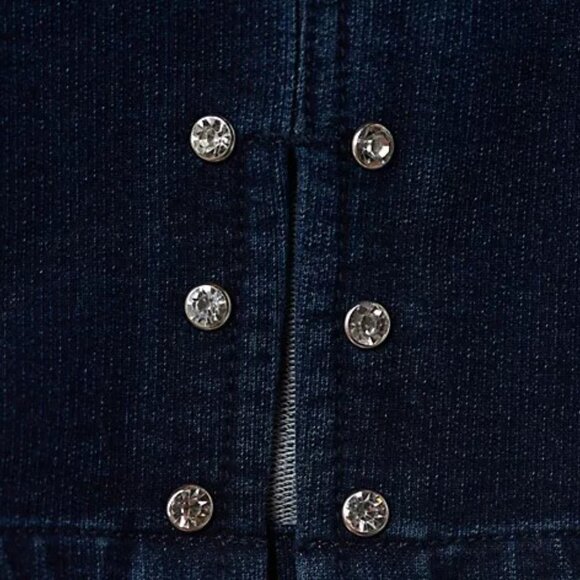 Quacker Factory DreamJeannes Pull-On Crop Pants with Bling Stones Sz Med - Picture 6 of 6